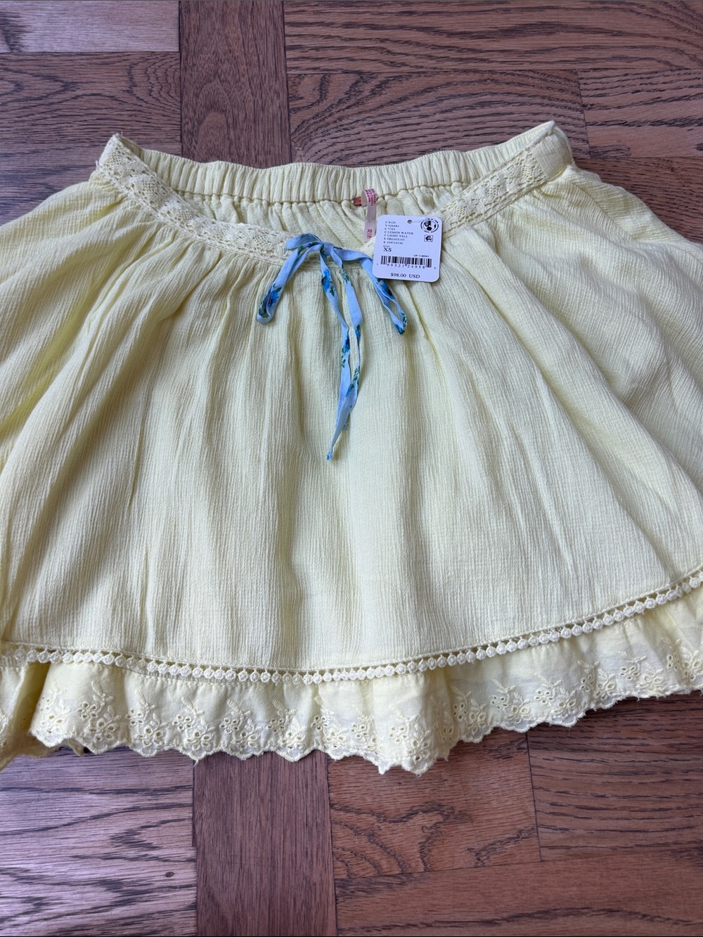 Free people yellow ruffle tiered skirt small NWT - Picture 3 of 6
